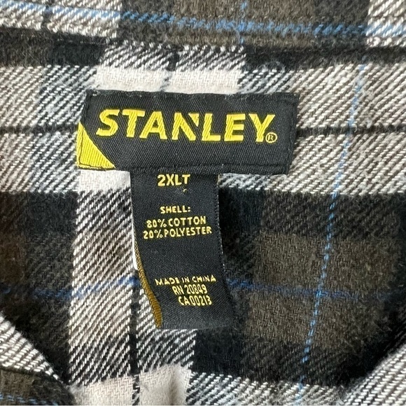 STANLEY Mens Long Sleeve Soft Flannel Button Down Shirt 2XLT Tall - Picture 7 of 7